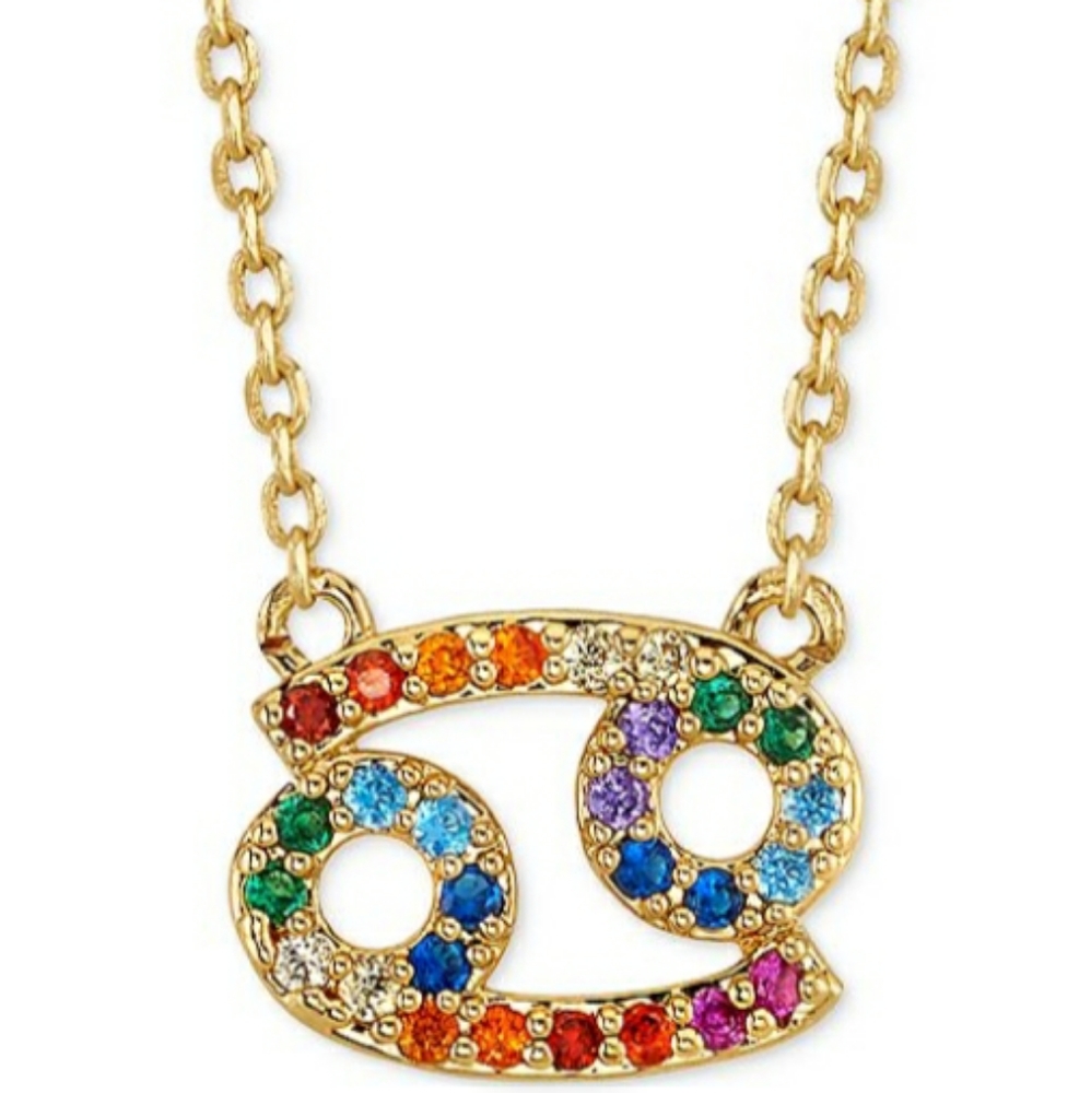 Cancer Rainbow Cubic Zirconia Zodiac Pendant